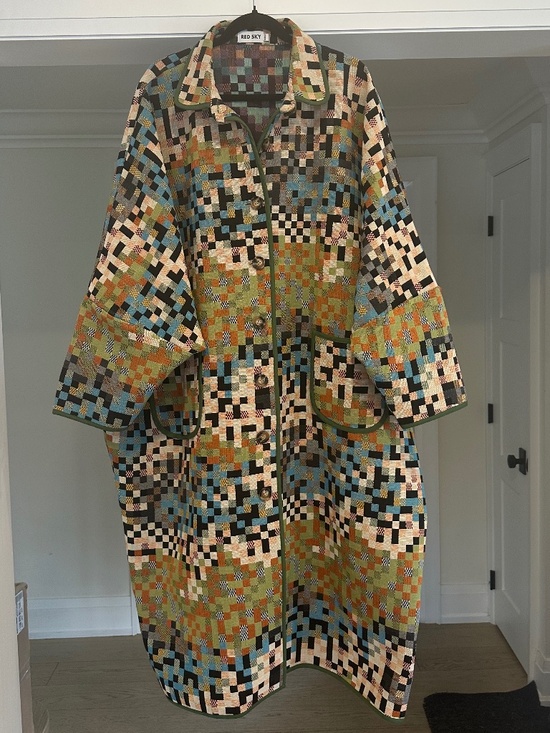 RED SKY Sought After & Sold Out Multicolour Pixel Maxi Coat - fits up to size 22 - Picture 4 of 16